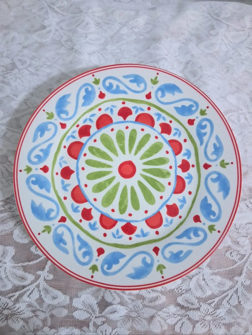 Dover & York Bohemian Dinner Plates And Bowls Set Hand-painted Colorful 4 Each